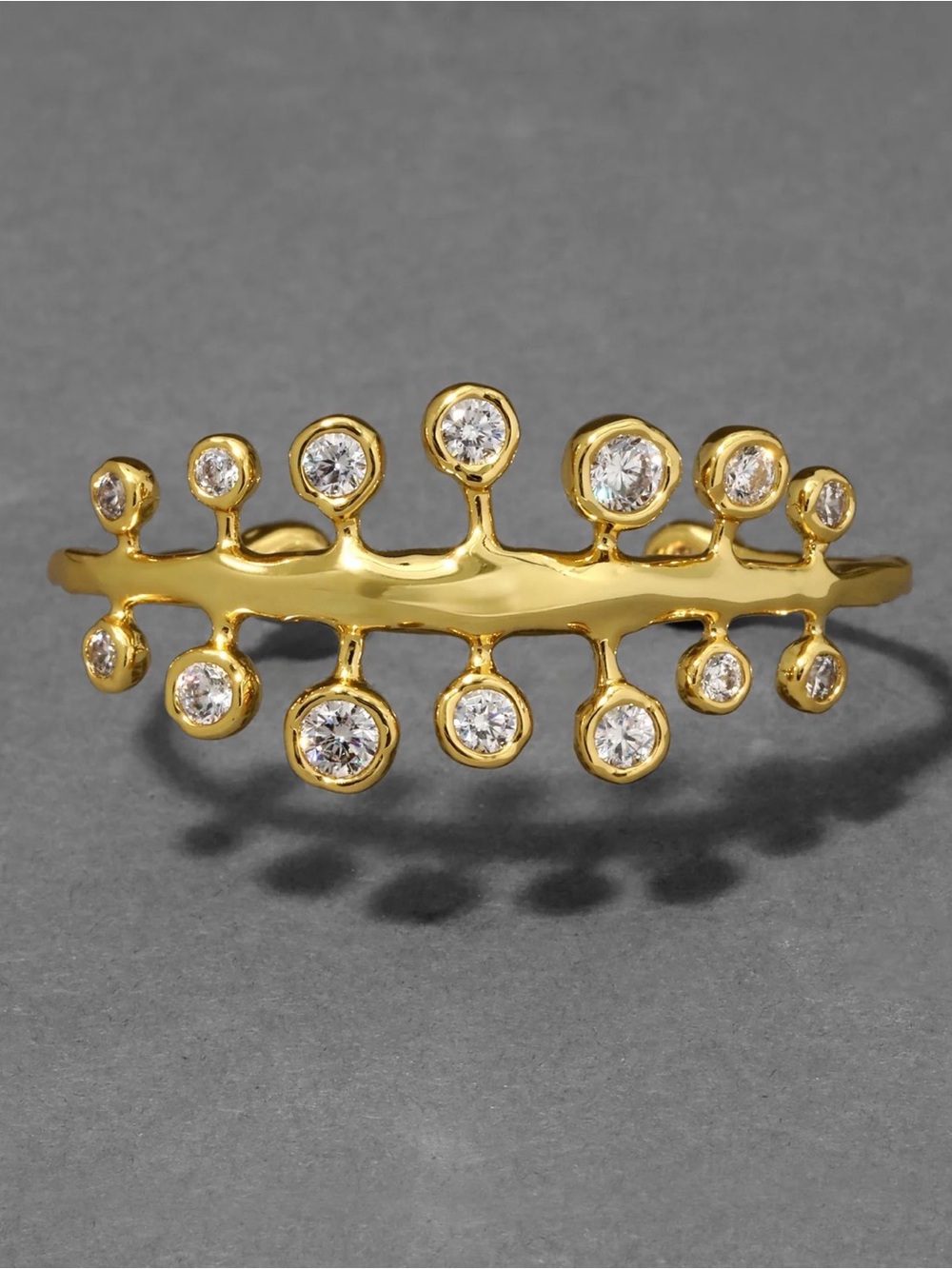 NEW Alexis Bittar Asterales Modernist Cuff Bracelet 14K g.p. Clear SB07